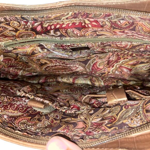 Maxx New York Gold Crocodile Embossed Print Leather Shoulder Bag Purse - Picture 6 of 7